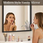 Syndra Square Black Wood Frame Bathroom Mirror, Waterproof Slim Deep Frame - Image 4