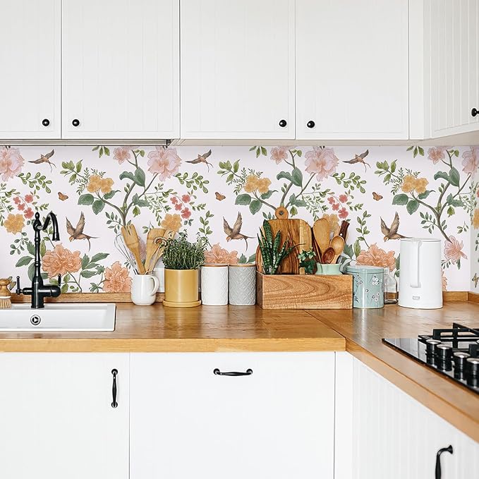 Froluya Floral Peel and Stick Wallpaper Vintage Floral Contact Paper 16.9” x - Image 6