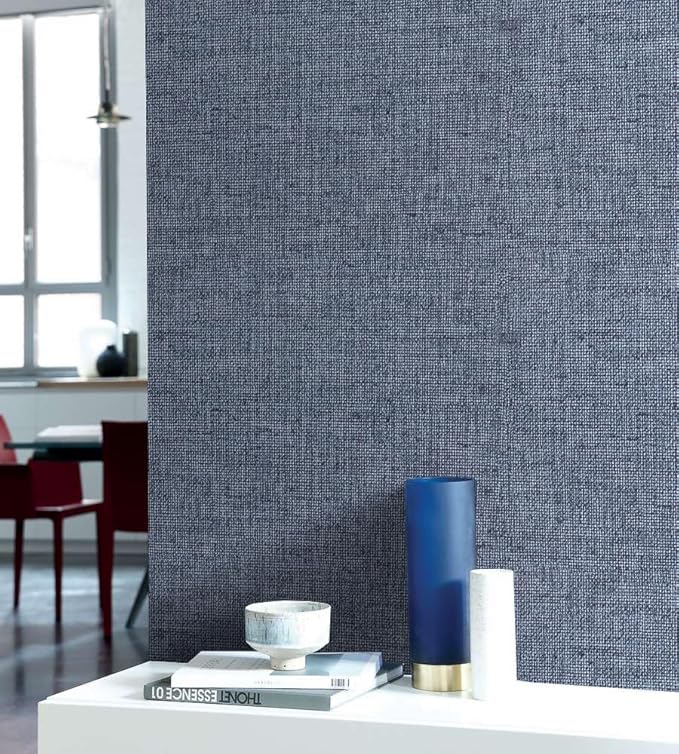 Blue Grasscloth Peel and Stick Wallpaper Textured Contact Paper 15.7in x - Image 4