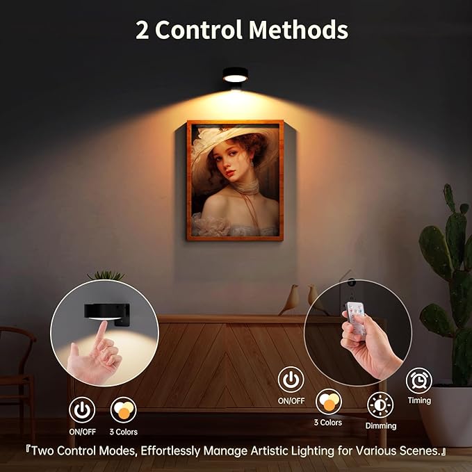 Narotood Picture Lights for Wall, Rechargeable Battery Magnetic Poster Lights - Image 4