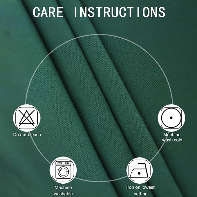LEMOMO Blackout Curtains 66 x 72 Inch Long Dark Green Curtains Set of 2 Panels - Image 4