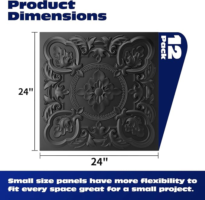 Art3dwallpanels 12 Pack Drop Ceiling Tiles, 24 x 24 Inch High Grade PVC 3D Wall - Image 2
