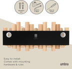 Umbra Picket Coat Rack Wall Mount – 5 Flip-Down Wood Coat Hooks, Modern & - Image 6