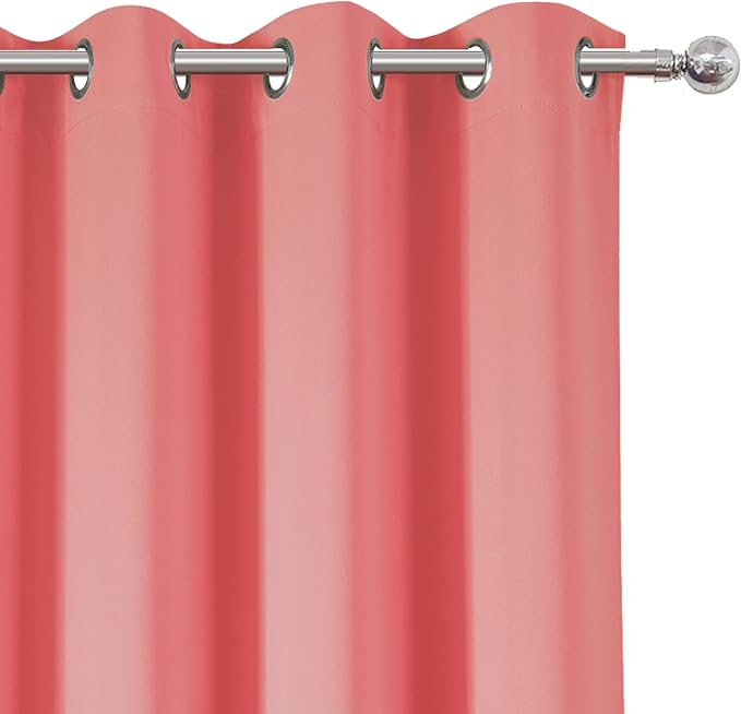 LEMOMO Coral Blackout Curtains 52 x 54 Inch Length/Set of 2 Curtain - Image 6