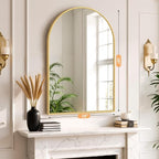 Bathroom Mirror for Wall, 38x26 Inch Arched Mirror, Matte Gold Metal Framed - Image 7