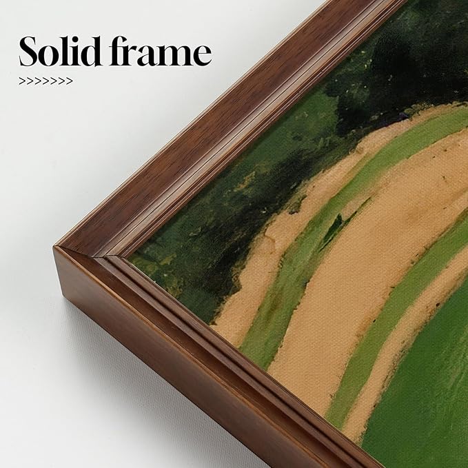 Vintage Framed Green Abstract Landscape Wall Art, Modern Minimalist Coastal - Image 4