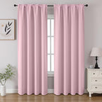 CUCRAF Light Pink Blackout Curtains 96 inch Length 2 Panels Set, Rod Pocket by CUCRAF