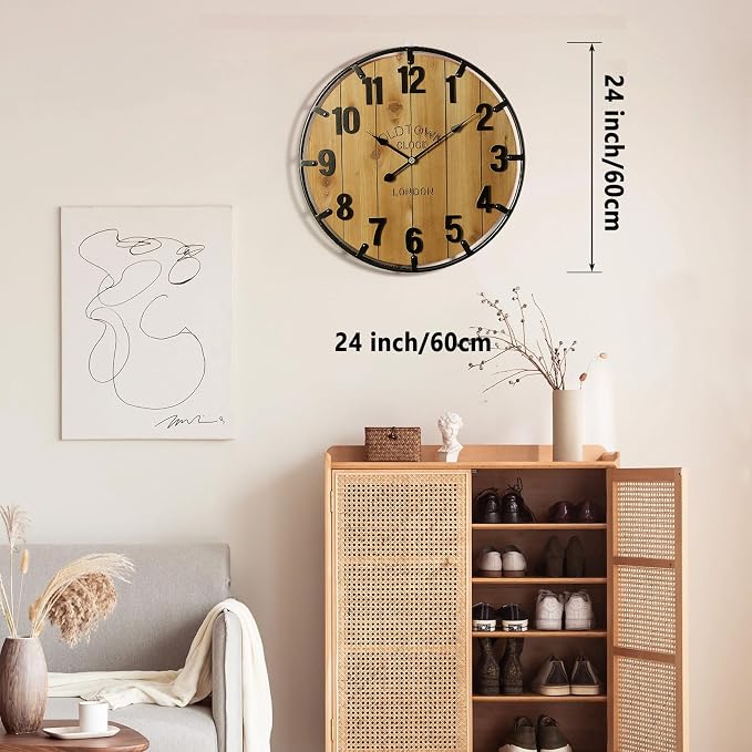 Vantic Farmhouse 24 Inch Extra Large Decorative Wall Clock - Image 8