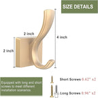 TOFIIGREM Gold Hooks for Wall Double Hooks, Heavy Duty Thick Bathroom Coat - Image 3