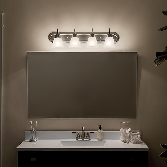 Kichler 30" 4-Light Vanity Bath Light in Brushed Nickel, Modern Bathroom Light - Image 12