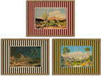 Framed Vintage Western Landscape Wall Art Set of 3, Striped Postcards Southwest by Unknown