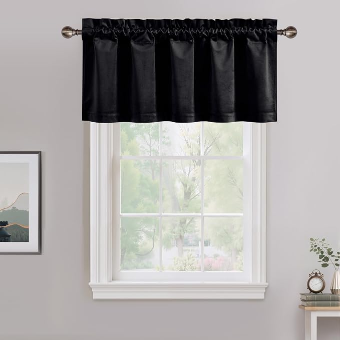 NICETOWN Black Velvet Valance Curtains by NICETOWN