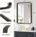 Bathroom Mirror 30x22 Inch Black Metal Frame Rectangle Vanity Mirror - Image 3