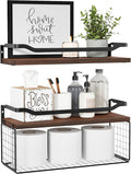 WOPITUES Floating Shelves with Wire Storage Basket, Bathroom Shelves Over by WOPITUESOfficial