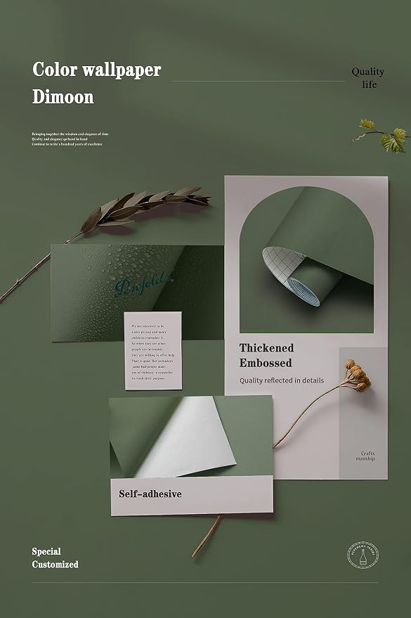 Dimoon 394''x17.7'' Green Peel and Stick Wallpaper Contact Paper Modern Self - Image 4