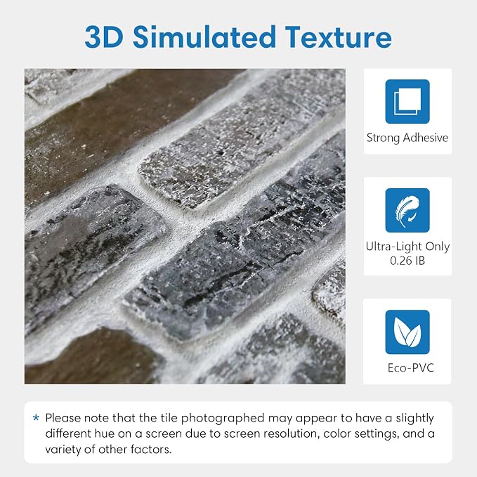 COMSTICKC 3D Faux Brick Wall Panel Peel and Stick, DIY UrltraLight PVC Self - Image 3