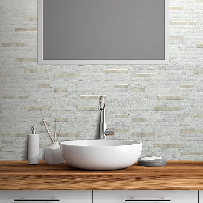 AULIGET 2 Sheets Faux Stone Peel and Stick Backsplash - Image 4