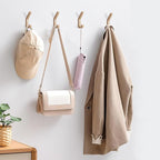 Natural Wood Wall Hooks, 4 Pack Wall Mounted Wooden Coat Hooks, Modern - Image 2