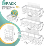 Veken 6-Pack Rustproof&Waterproof Shower Caddy, Adhesive Shelves Rack - Image 6