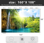 -Green Lake Waterfall Scenery Fabric Wallpaper Living Room Woodland Forest - Image 4