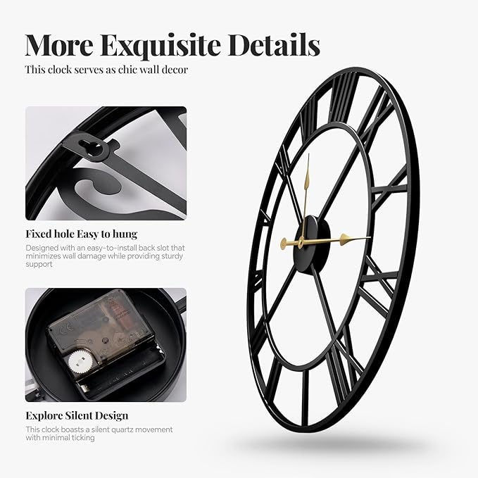 Cuspin 36 Inch Extra Large Wall Clock, Silent Non Ticking Battery Operated - Image 4
