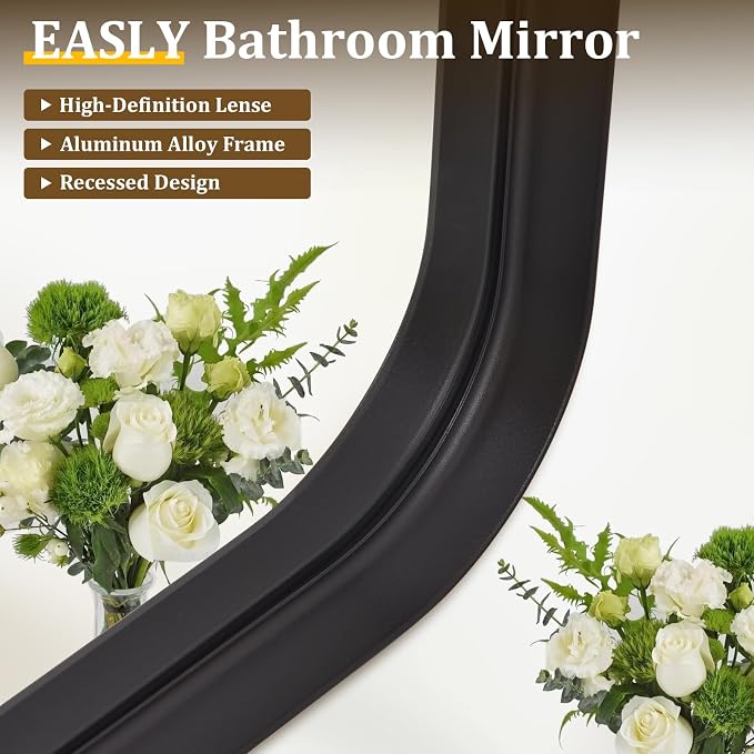30"x 30" Black Bathroom Mirror - Image 6
