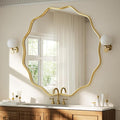 VooBang Gold Scalloped Circle Mirror, Hanging Leaning by VooBang