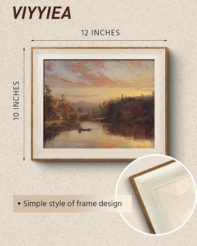 VIYYIEA Framed Wall Art for Living Room, Lake Canvas Prints, Vintage Home Decor - Image 2