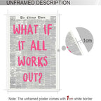 Drimiler What If It All Works Out Poster Retro Newspaper Pink Font Canvas Wall - Image 3