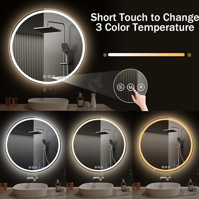 LED Bathroom Mirror 26 Inch Round Bathroom Mirror - Image 3