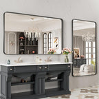 LOAAO 48X28 Inch Black Metal Framed Bathroom Mirror - Image 4