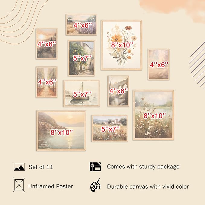 KBKBART 11pcs Vintage Wall Art Prints, Neutral French Country Decor, Vintage - Image 2