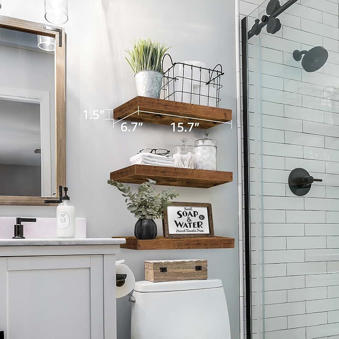 QEEIG Floating Shelves for Wall Bathroom Shelf Bedroom Kitchen Living Room - Image 2