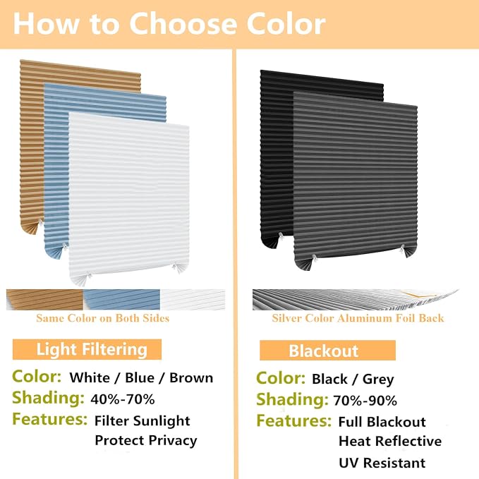 Window Blinds Cordless Blackout No Drill Cut to Size Clip On Stick On Self - Image 4