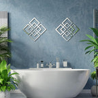 Weysat Wall Mount Home Mirror, 2 Pieces Silver Square Decorative Mirror - Image 5