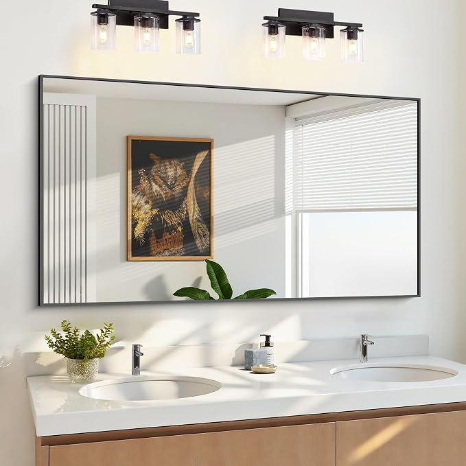 KOCUUY Bathroom Mirror, 30x55 Inch Large Black Mirrors - Image 2