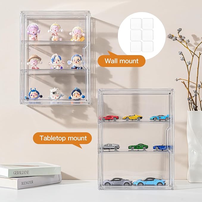3 Tier Clear Display Case for Figures, Wall-Mounted Acrylic Storage Organizer - Image 4