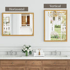 Syndra Natural Wood Frame Bathroom Mirror, 22x30'' Modern Vanity Mirror - Image 6