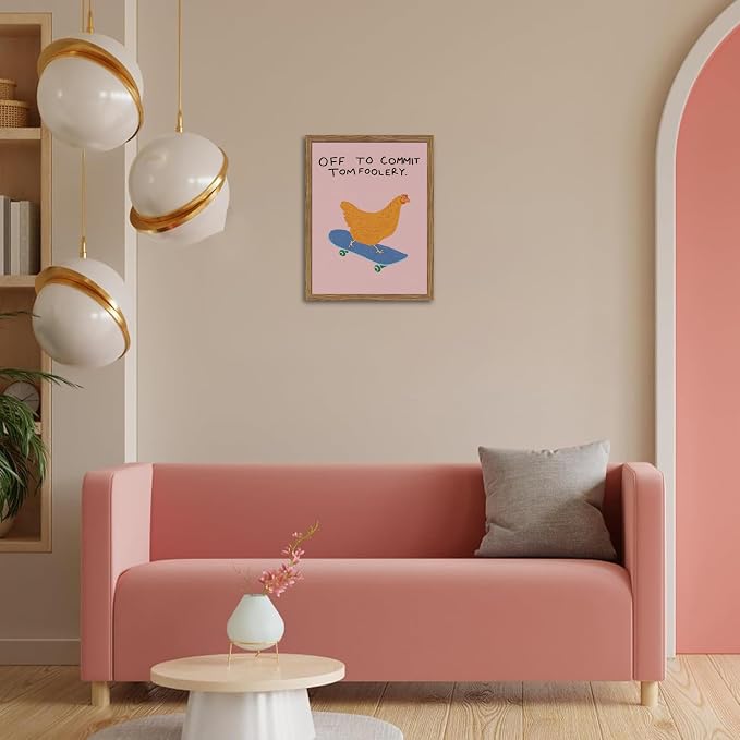 Framed Off to Commit Tomfoolery Wall Art, Vintage Fun Chicken Canvas Print - Image 8