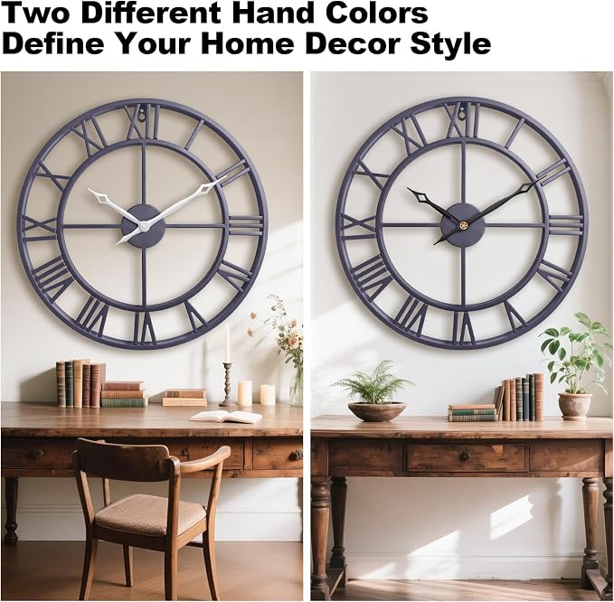 18.5 Inch Large Wall Clocks for Living Room, Modern Decorative Metal Big - Image 2