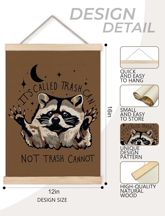 Foritho Funny Motivational Raccoon Poster Wall Art Framed, Raccoon Lovers Gifts - Image 7