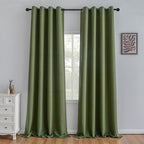 IGEMAEVE Olive Green Curtains 96 Inch Length 2 Panels Set, Light Filtering by IGEMAEVE