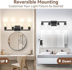 VerRon 4 Lights Bathroom Light Fixtures, Matte Black Modern Vanity Lights Over - Image 2