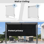 7'W x 6'H Black Patio Shades Roll up Outdoor Roller Shade Crank Wand Blind - Image 6