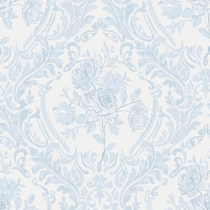 Ismoon Floral Peel and Stick Wallpaper Blue Contact Paper Boho Watercolor by Ismoon