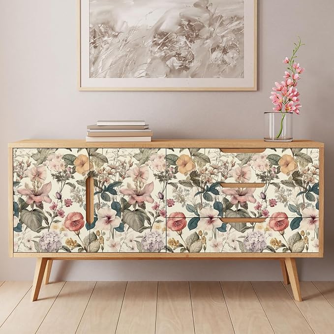 Jeweluck Floral Wallpaper Peel and Stick Vintage Floral Contact Paper Peel and - Image 3