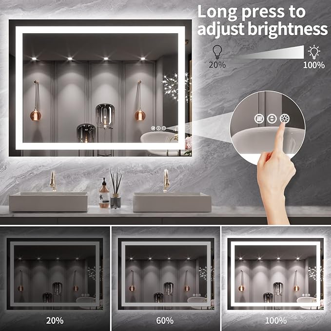 LOAAO 40X30 LED Bathroom Mirror - Image 4
