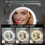FUNTOUCH 2500mAh Rechargeable Wall Mounted Lighted Makeup Vanity Mirror 8 Inch - Image 4
