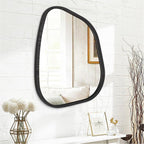 Irregular Bathroom Mirror Modern Oval Wall Mirror Asymmetrical Wooden Framed - Image 2