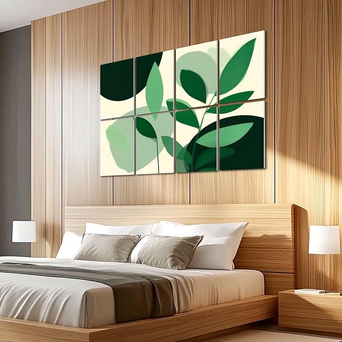 8 Pack Art Acoustic Panels Sound Absorbing Boho Botanical Leaf Orange Green - Image 5